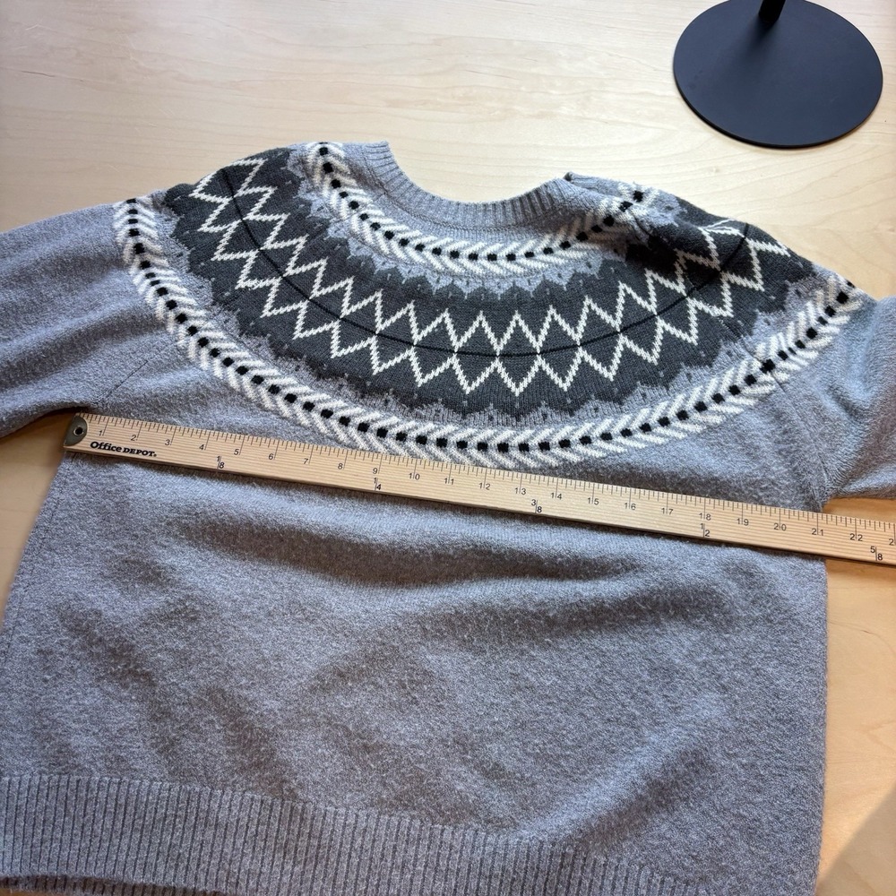 Weatherproof Vintage Women L Gray Sweater Fair Isle Nordic Knit SOME PILLING - Picture 10 of 14
